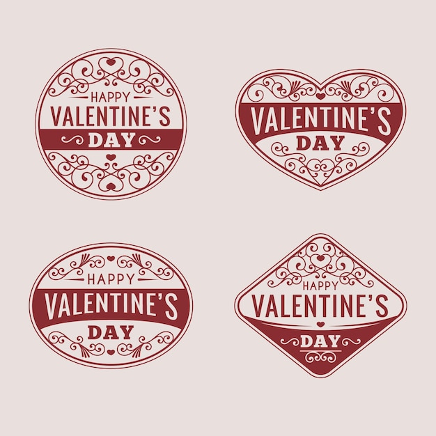 Vintage Valentijnsdag badges pack