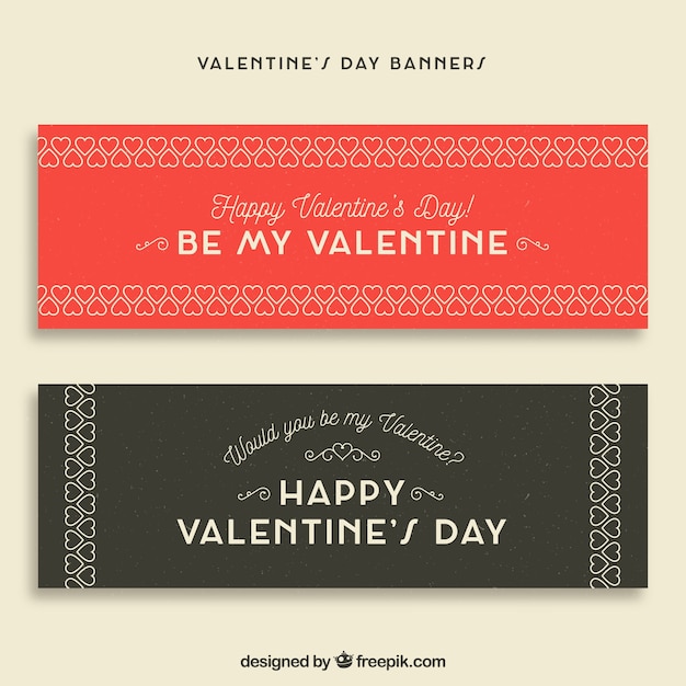 Gratis vector vintage valentijnsdag banners