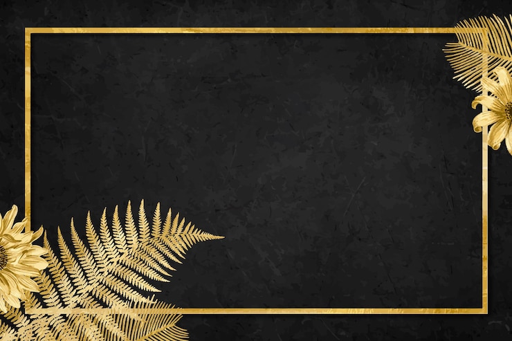 Gratis Vector vintage vector bloemen gouden frame illustratie zwarte achtergrond