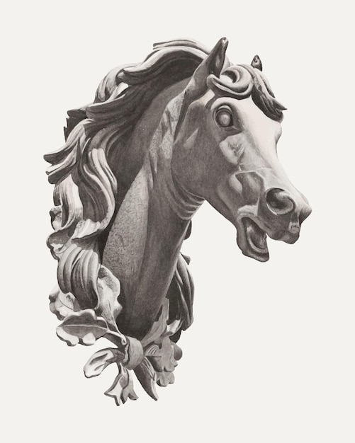 Vintage vectorillustratie paardenhoofd, geremixt van het kunstwerk van Albert Ryder