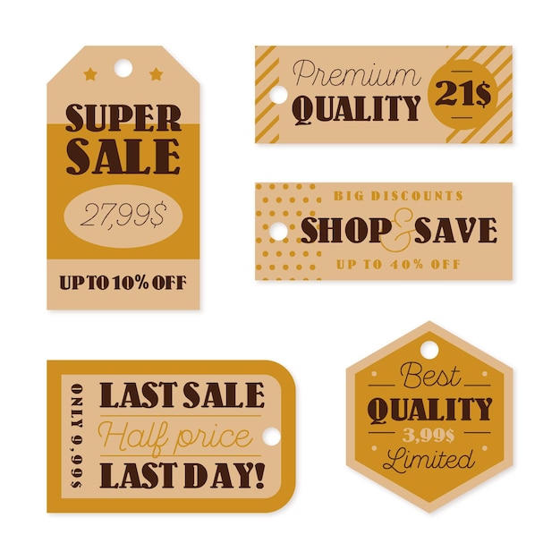 Gratis vector vintage verkoop tags ingesteld