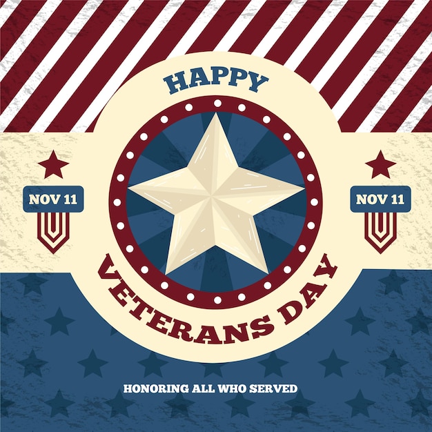 Gratis vector vintage veteranendag concept