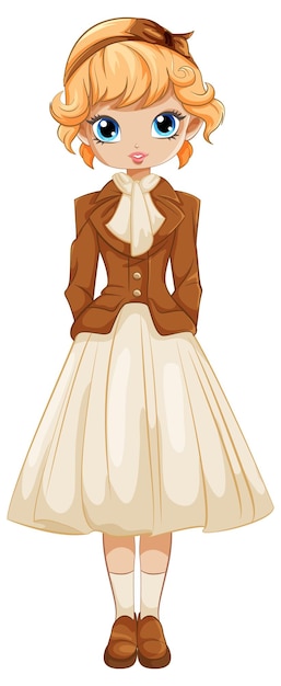 Gratis vector vintage victoriaanse outfit op western girl