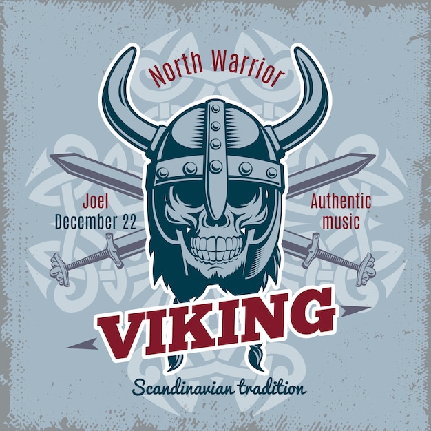 Gratis vector vintage viking-label