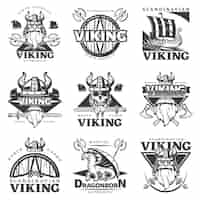 Gratis vector vintage viking-labelset