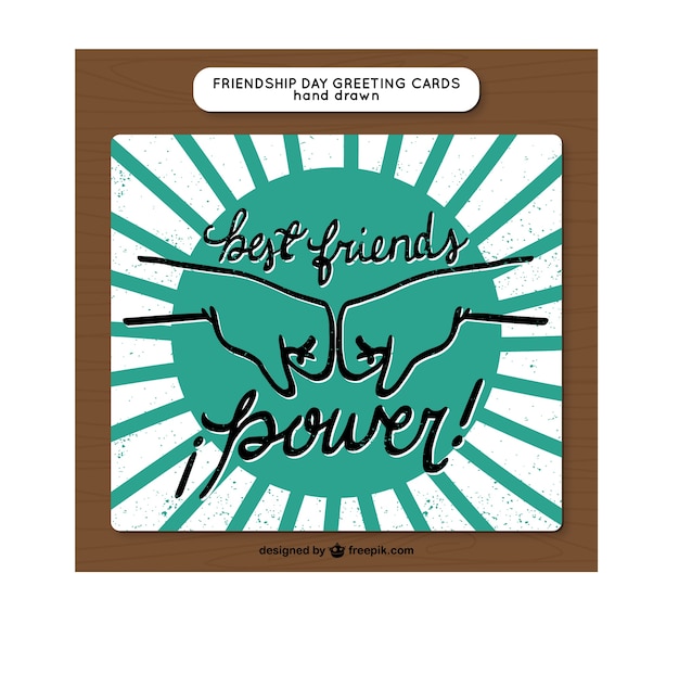 Gratis vector vintage vriendschap kaart met vuisten