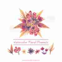 Gratis vector vintage waterverfbloem collectie