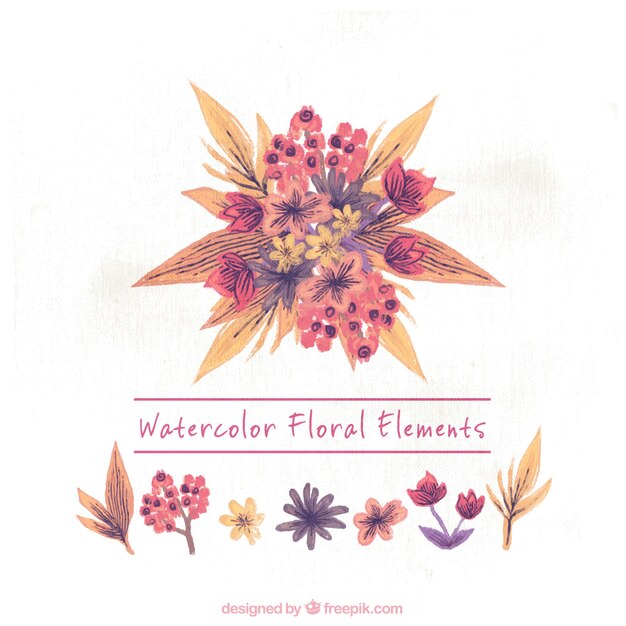 Vintage waterverfbloem collectie