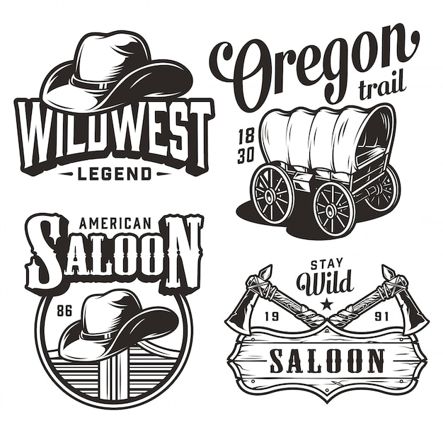 Vintage wild west emblemen set