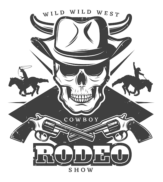 Gratis vector vintage wilde westen rodeo