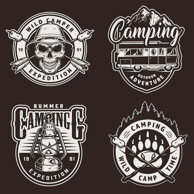Vintage zomer camping labels