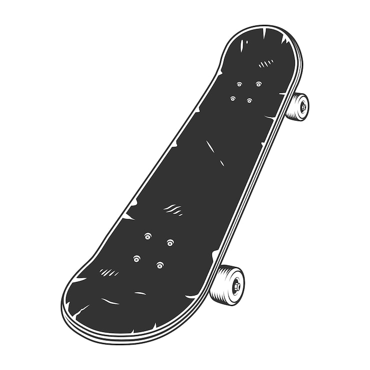 Gratis Vector vintage zwart skateboard concept