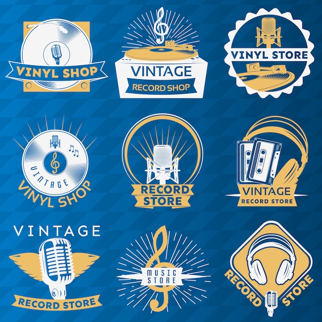 Gratis vector vinyl vintage label set