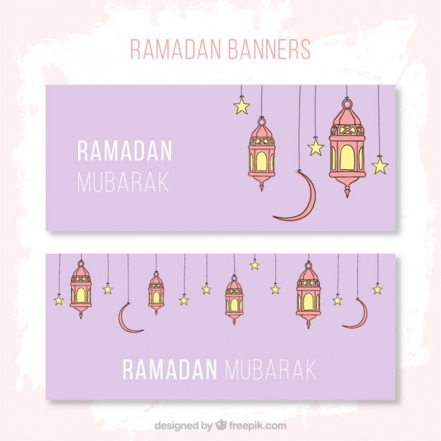 Gratis vector violet ramadan banners