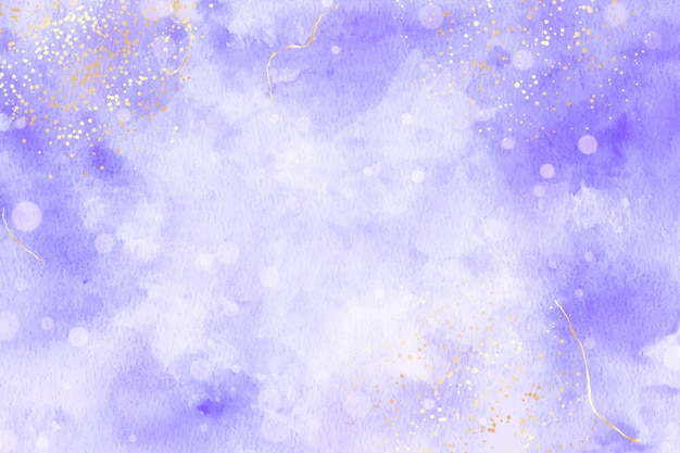 Violet vloeibare aquarel achtergrond met gouden vlekken. paars mauve marmeren alcoholinkt tekeneffect. vector illustratie ontwerpsjabloon voor bruiloft uitnodiging, menu, rsvp, poster