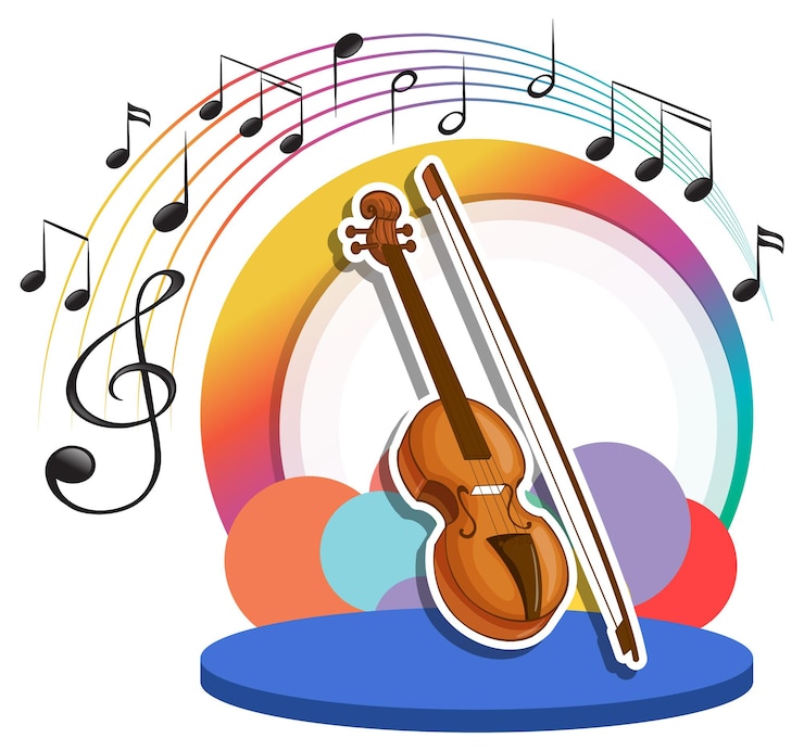 Gratis Vector viool met muziek melodie symbool cartoon