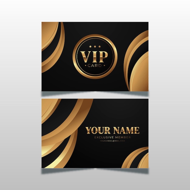 Gratis vector vip-kaart met kleurovergang met gouden elementen