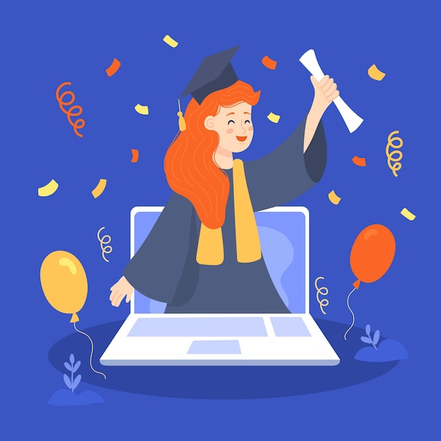 Gratis vector virtuele diploma-uitreiking