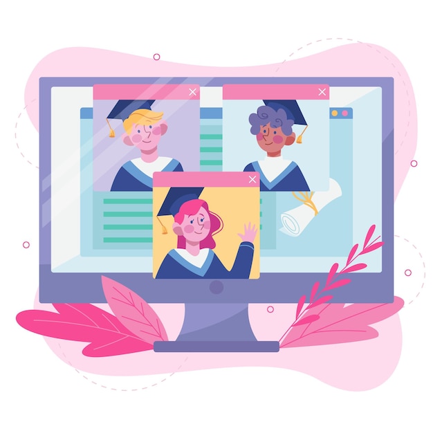 Gratis vector virtuele diploma-uitreiking