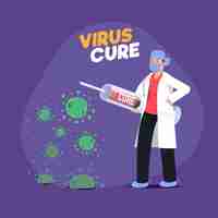 Gratis vector virus genezen concept met vaccin