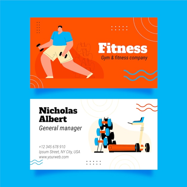 Gratis vector visitekaartje fitness centrum sjabloon