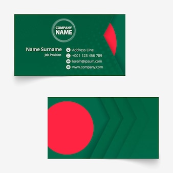 Visitekaartje met vlag van bangladesh, standaardformaat (90x50 mm) visitekaartjesjabloon met afloop onder het uitknipmasker.