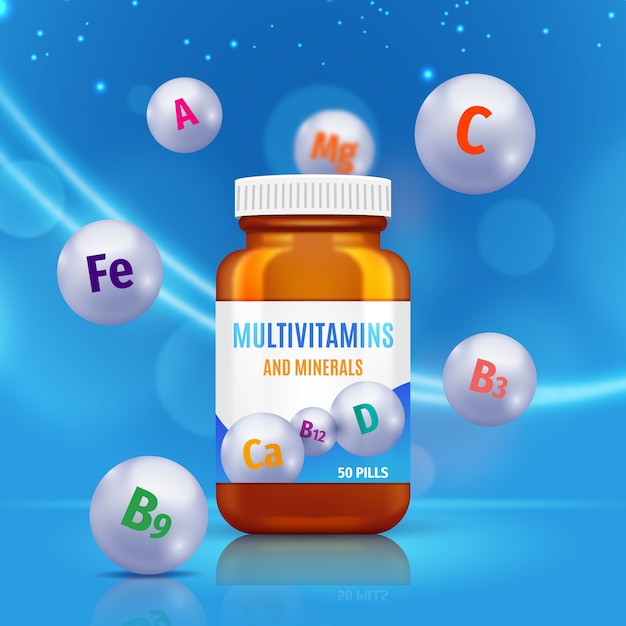 Gratis vector vitamine complex bakje