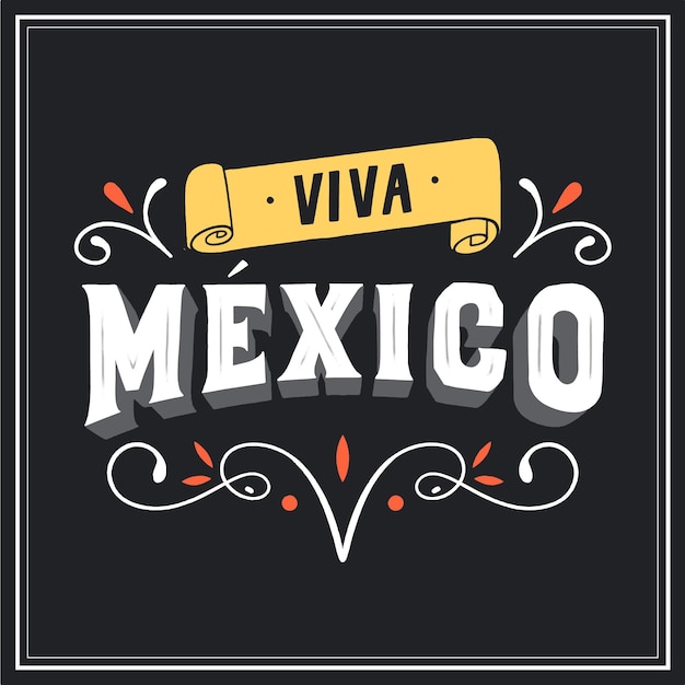 Viva mexico belettering met decoratieve elementen