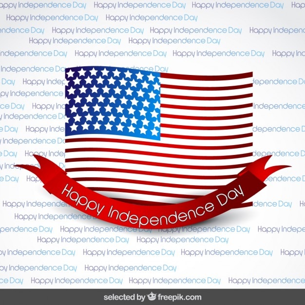 Gratis vector vlag met lint op independence day achtergrond