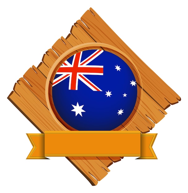 Vlag van australië op ronde knop met banner