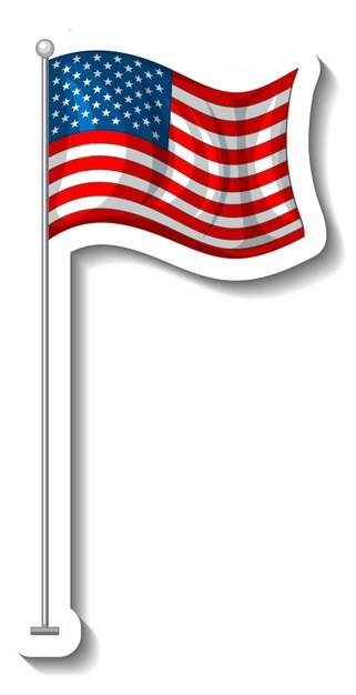 Vlag van de Verenigde Staten van Amerika met geïsoleerde paal