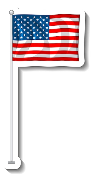 Vlag van de Verenigde Staten van Amerika met geïsoleerde paal