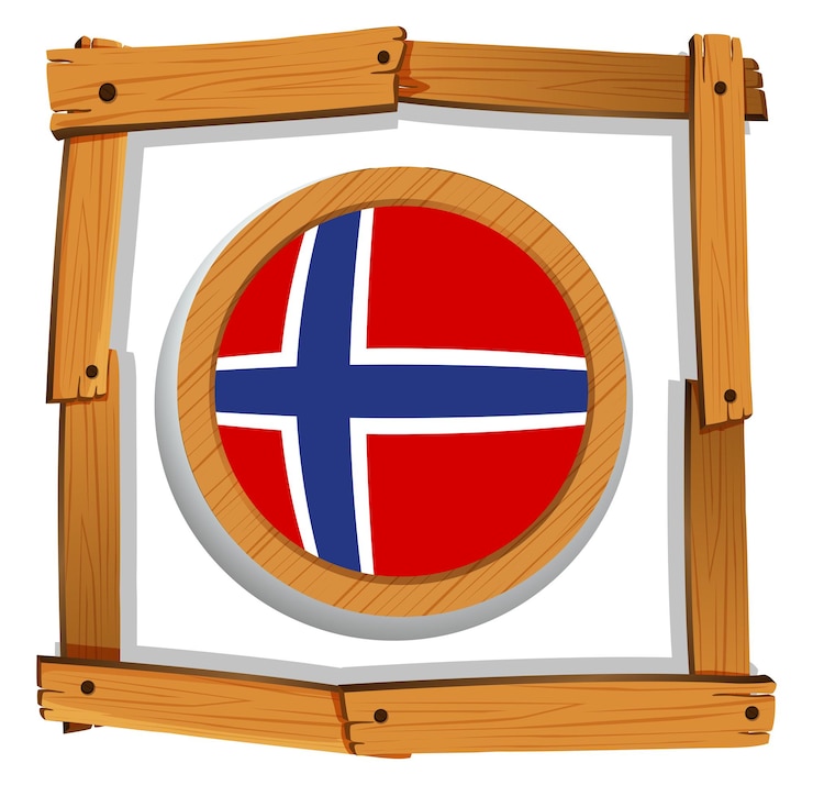 Gratis Vector vlag van noorwegen in houten lijst
