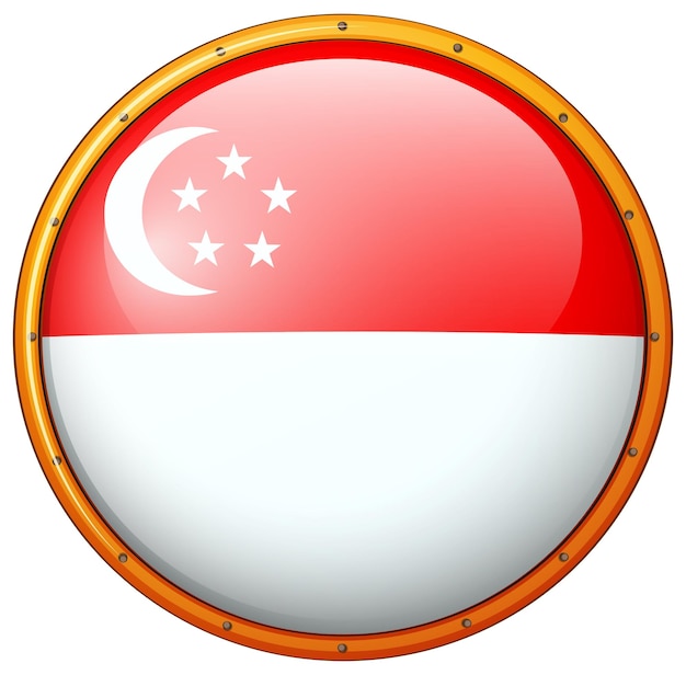 Vlag van singapore op rond frame