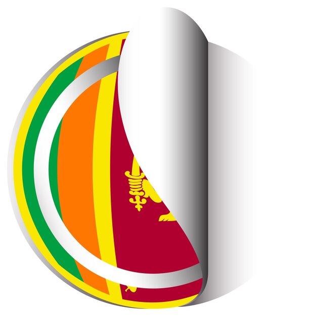 Vlag van Sri Lanka op ronde sticker