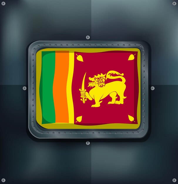 Gratis vector vlag van srilanka op metalen achtergrond