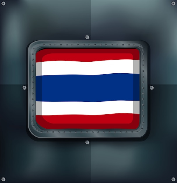 Gratis vector vlag van thailand op metaalachtergrond