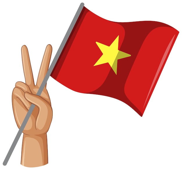 Gratis vector vlag van vietnam met vredeshand