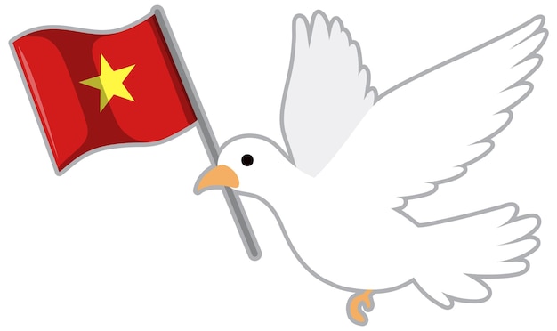 Gratis vector vlag van vietnam met witte duifvogel