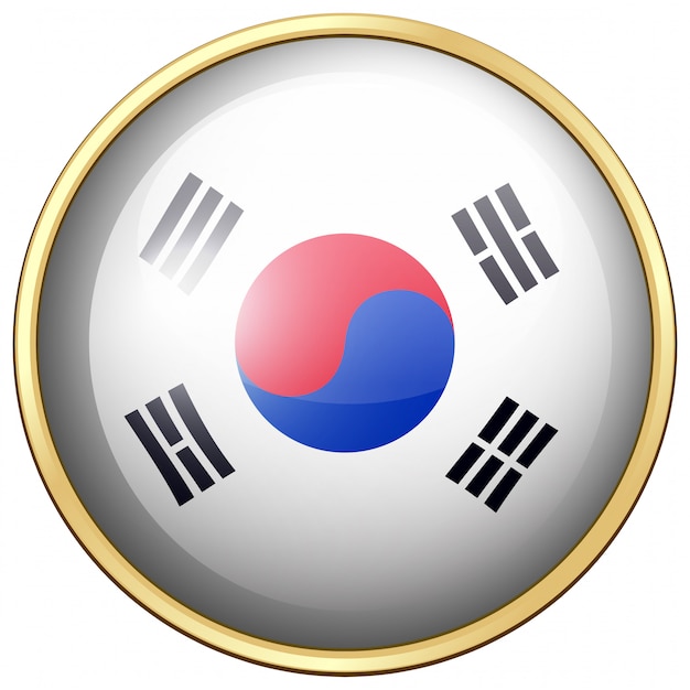 Vlag van zuid-korea op ronde knop