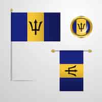 Gratis vector vlaggenontwerp van barbados met kentekenvector