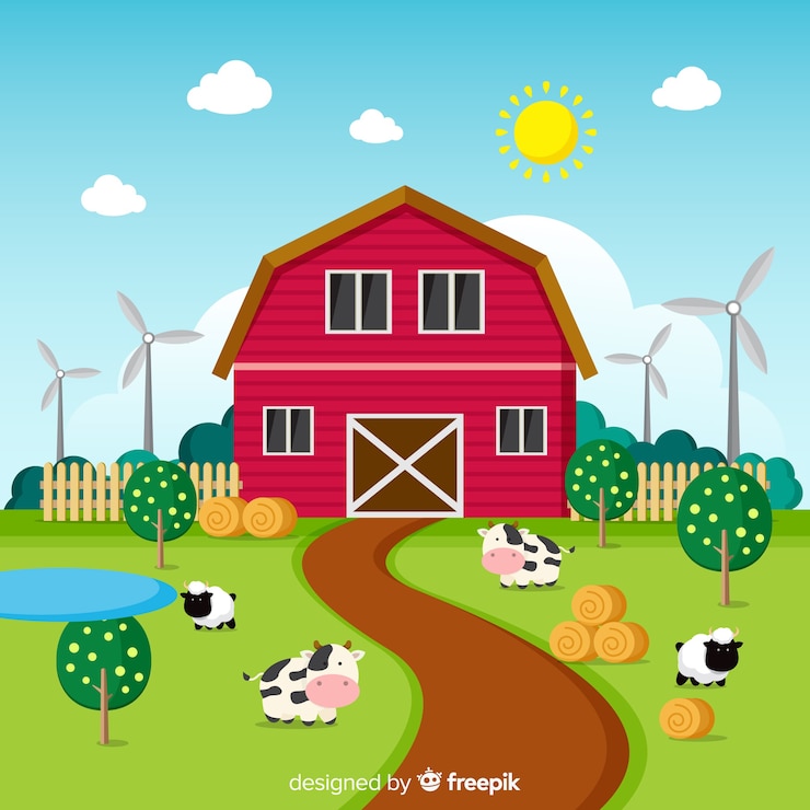 Gratis Vector vlak boerenlandschap