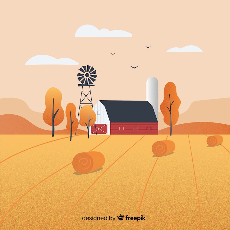 Gratis Vector vlak boerenlandschap