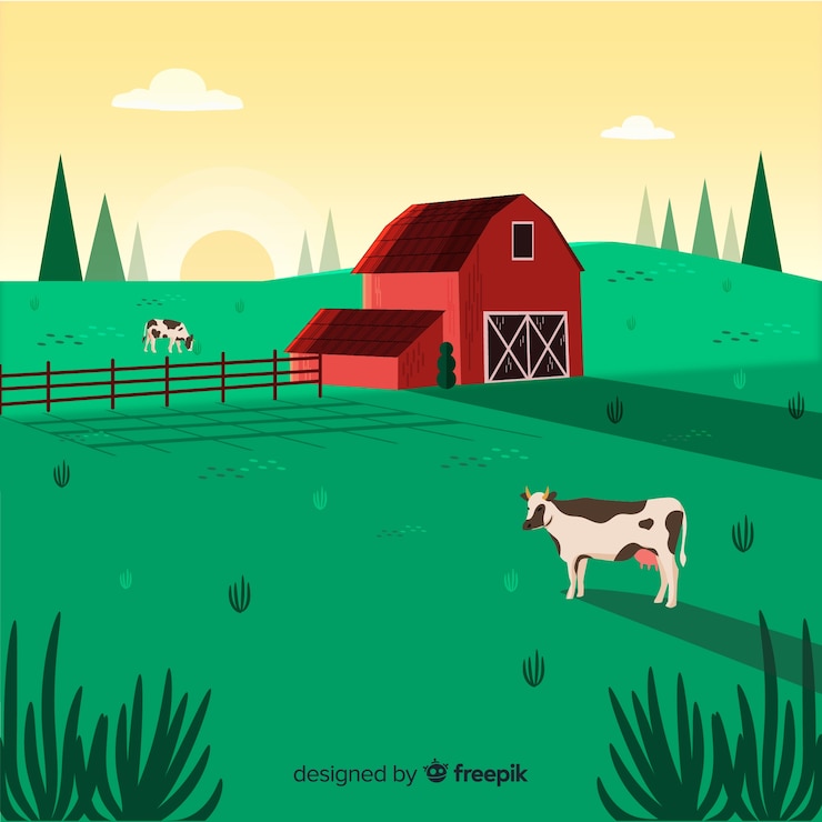 Gratis Vector vlak boerenlandschap