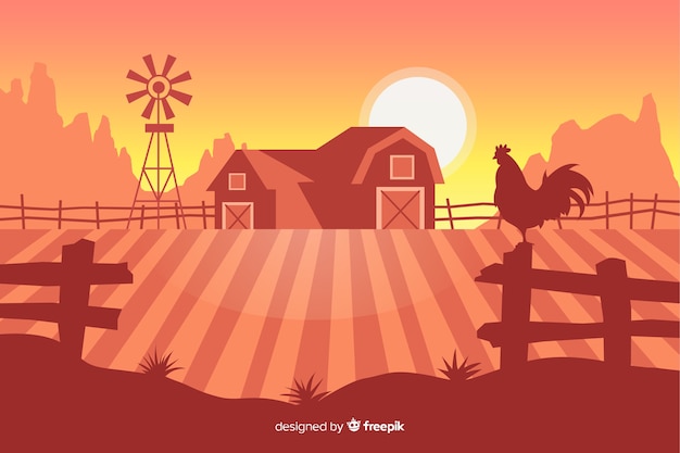 Gratis vector vlak boerenlandschap