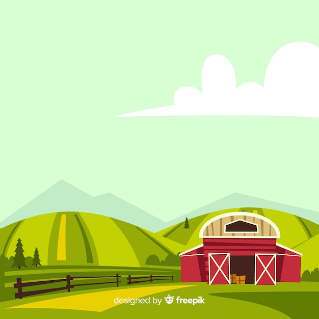 Gratis vector vlak boerenlandschap