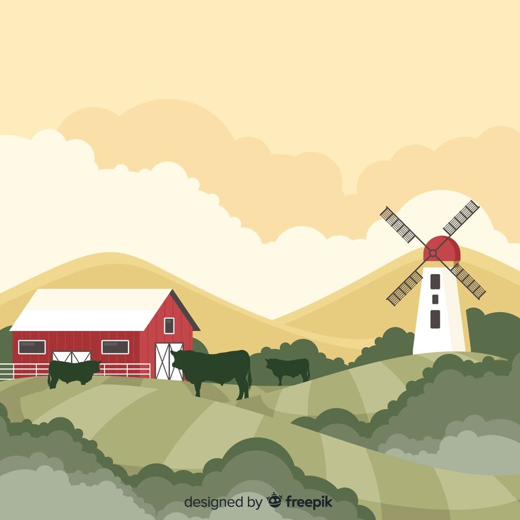 Gratis Vector vlak boerenlandschap