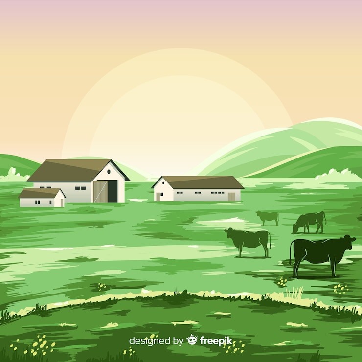 Gratis Vector vlak boerenlandschap