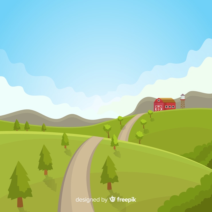 Gratis Vector vlak boerenlandschap