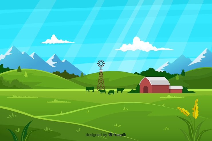 Gratis Vector vlak boerenlandschap